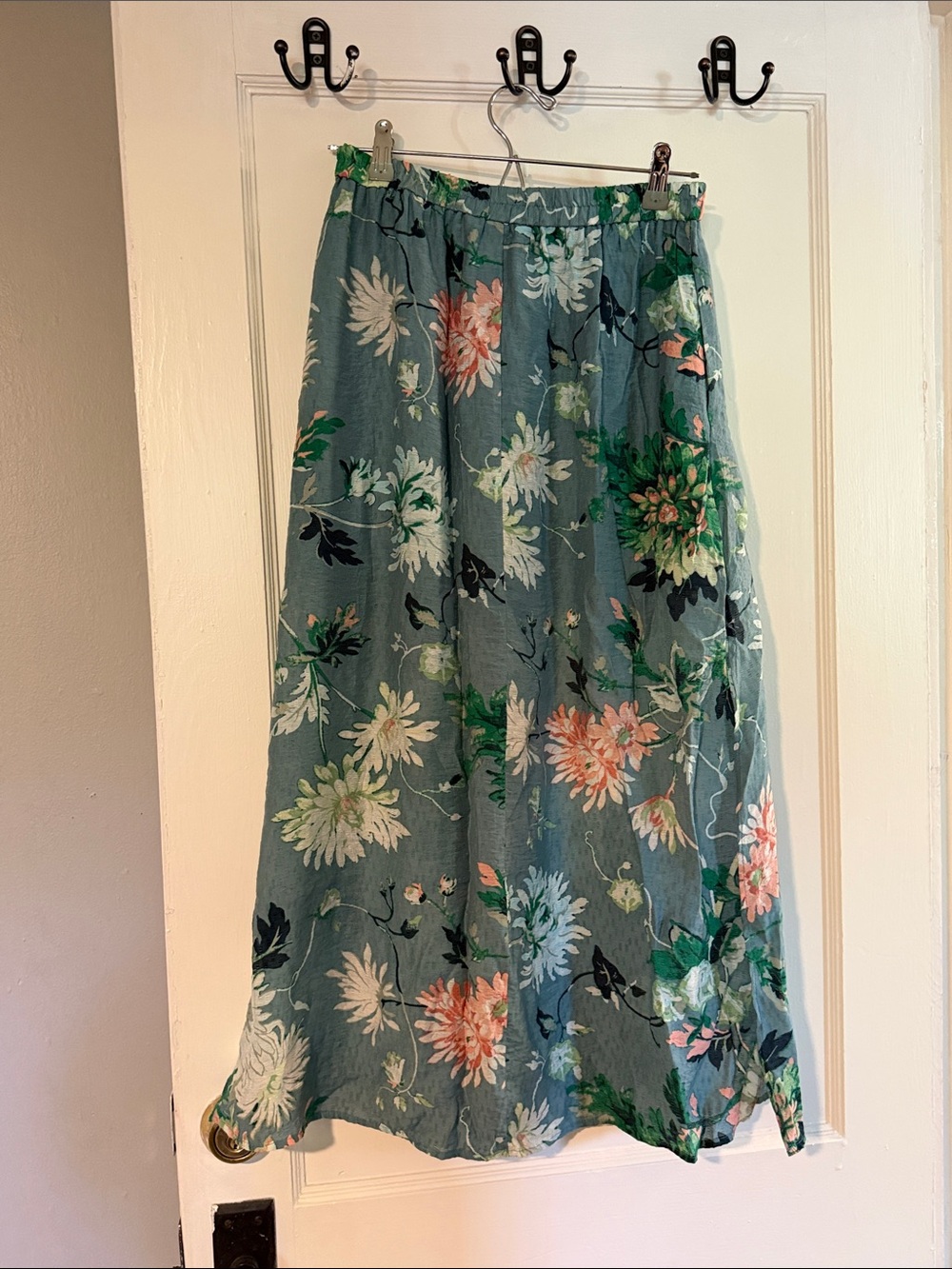 H&M Teal Floral Maxi Skirt with Pink & White Blooms - Picture 6 of 7